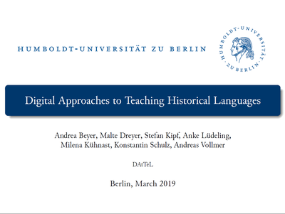 Cover of the presentation introducing into the conference (by Anke Lüdeling)