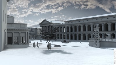 Forum unter Antoninus Pius (um 150 n.Chr.), Blick von Nordwesten