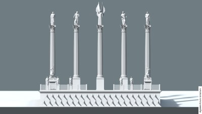 Rostra Augusti mit Fünfsäulenmonument (Anfang oder Ende 3. Jh. n.Chr.)