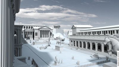 Forum unter Domitian (um 96 n.Chr.), Blick von Südosten