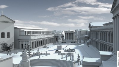 Forum unter Domitian (um 96 n.Chr.), Blick von Westen