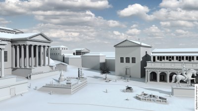 Forum unter Domitian (um 96 n.Chr.), Blick von Süden