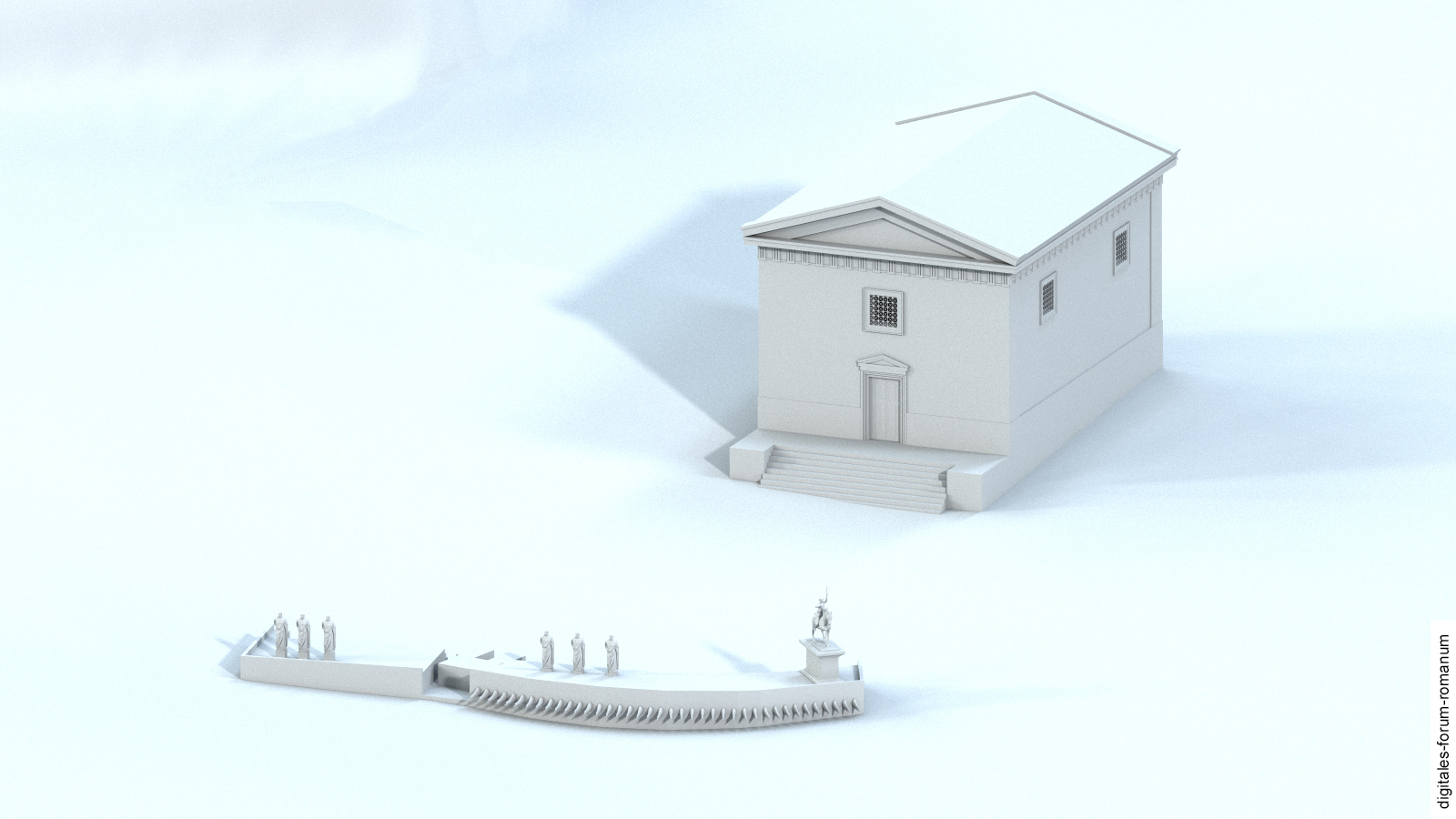 Comitium zu Beginn der Späten Republik (um 200 v.Chr.), mit Curia Hostilia