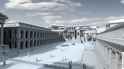 Forum unter Septimius Severus (um 210 n.Chr.), Blick von Osten