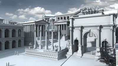 Forum unter Septimius Severus (um 210 n.Chr.), Blick von Nordosten