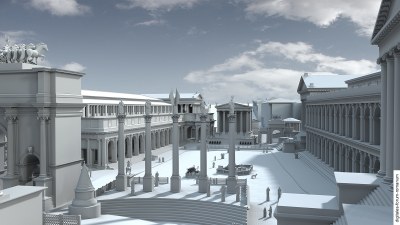 Forum unter Septimius Severus (um 210 n.Chr.), Blick von Westen