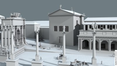 Sog. Curia Diocletiani, topographischer Kontext in tetrarchischer Zeit (um 310 n.Chr.)