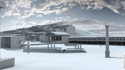 Forum zu Beginn der Späten Republik (um 200 v.Chr.), Blick von Nordwesten