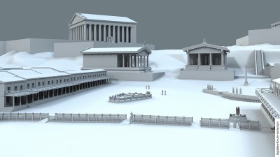 Cloaca maxima zu Beginn der Späten Republik (um 200 v.Chr.), Verlauf über Forumsfläche