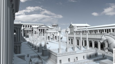 Forum am Ende der Tetrarchie (um 310 n.Chr.), Blick von Südosten