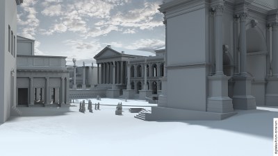 Forum am Ende der Tetrarchie (um 310 n.Chr.), Blick von Nordwesten