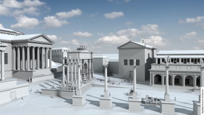 Forum am Ende der Tetrarchie (um 310 n.Chr.), Blick von Süden