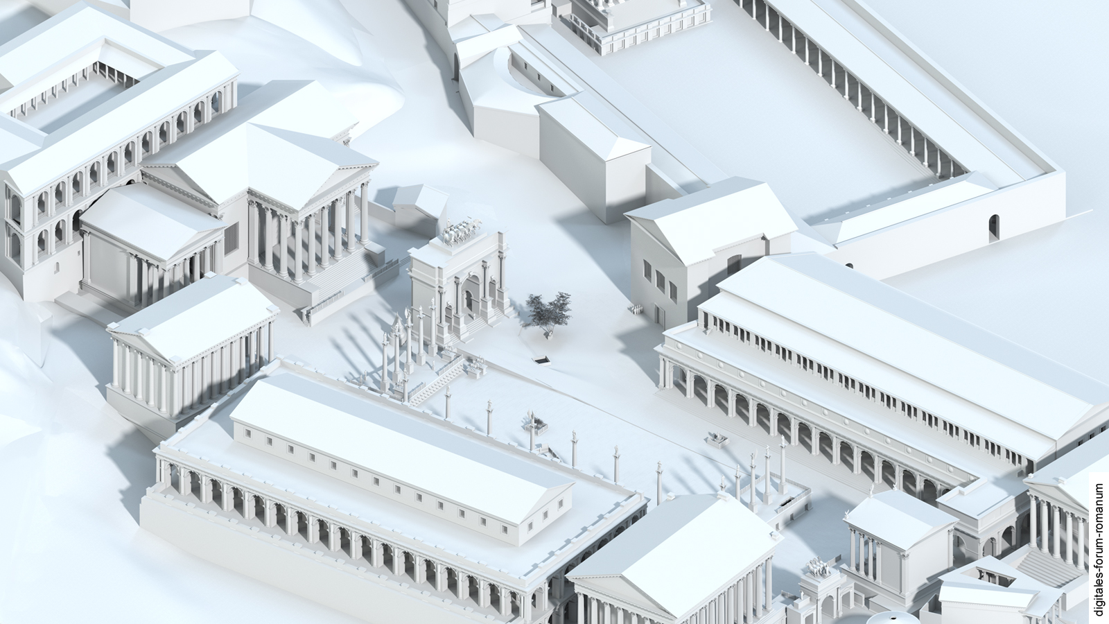 Forum am Ende der Tetrarchie (um 310 n.Chr.), Vogelperspektive