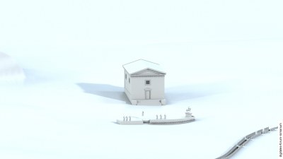 Comitium zu Beginn der Späten Republik (um 200 v.Chr.), mit Curia Hostilia