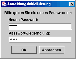 Screenshot Anmeldungsinitialisierung