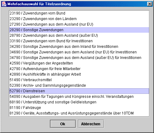Screenshot Mehrfachauswahl für Titelzuordnung