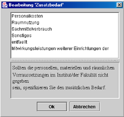 Screenshot Zusatzbedarf